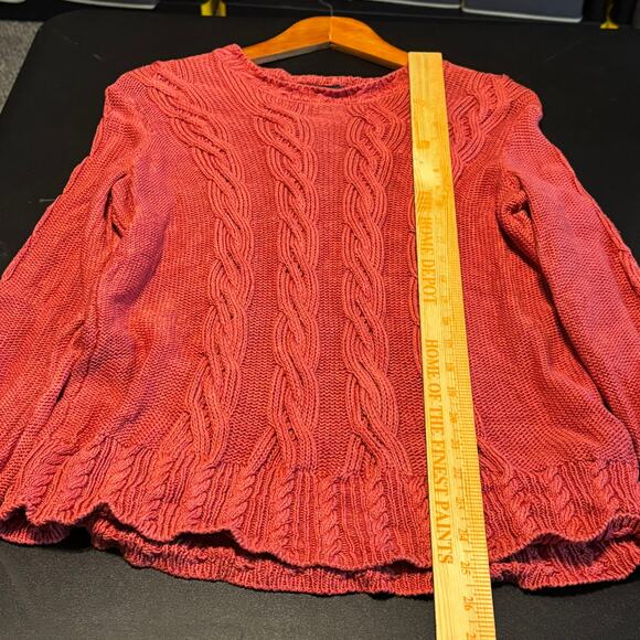 Brooks Brothers Women’s Sweater Size Large Salmon Cable Knit Silk Cotton Blend - Picture 4 of 6